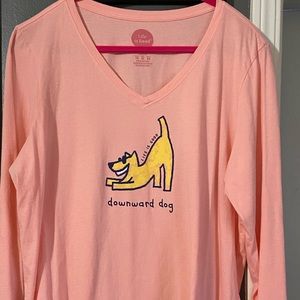 Like New Life is Good long sleeve downward dog tee